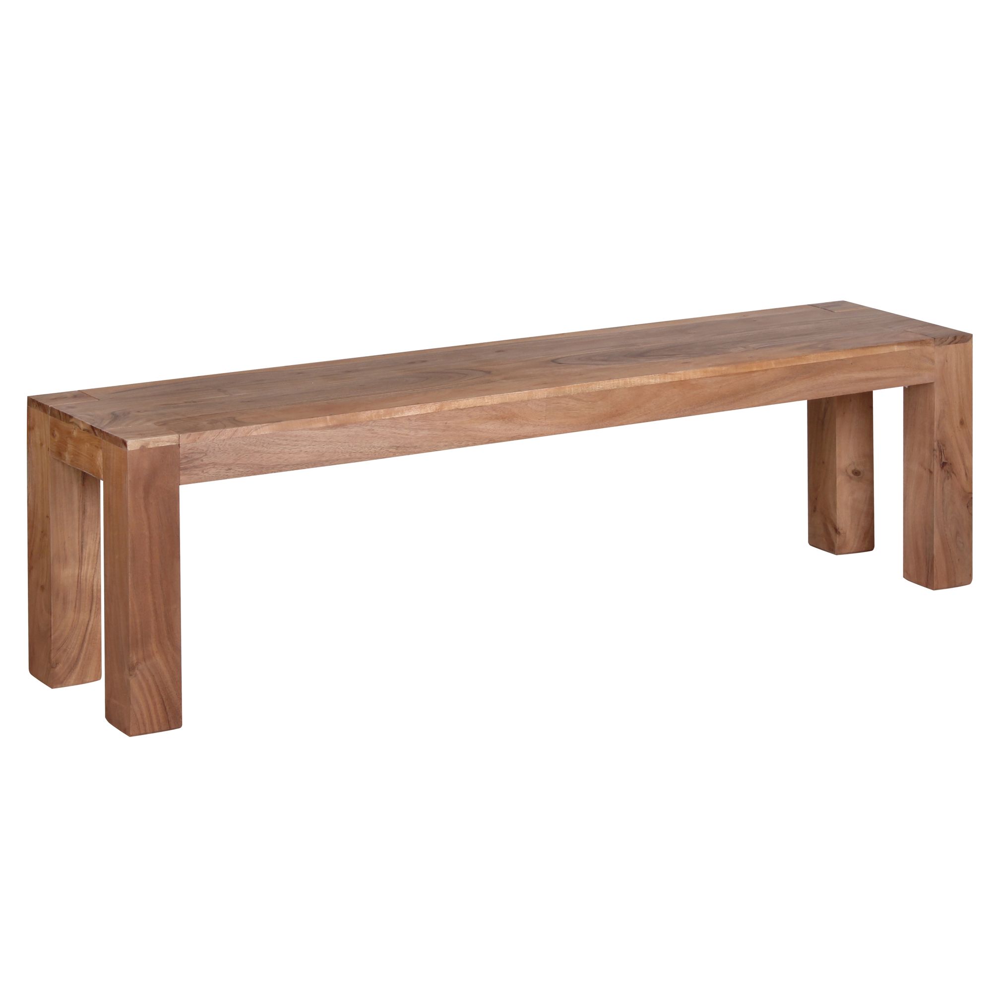 FineBuy Esszimmer Sitzbank Massiv-Holz Akazie Holz-Bank Natur-Produkt Küchenbank im Landhaus-Stil Größe wählbar | Farbe: Braun