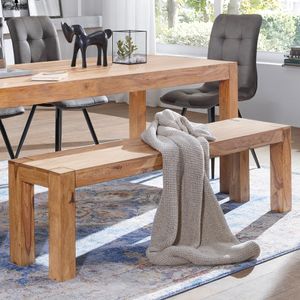 SV43488 FineBuy Esszimmer Sitzbank Massiv-Holz Akazie Holz-Bank Natur-Produkt Küchenbank im Landhaus-Stil Größe wählbar 6213