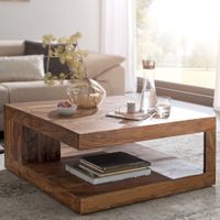 Massiver Couchtisch PATAN 90 x 90 cm Wohnzimmertisch Holz Tisch Massiv Ablage – Ansicht 1