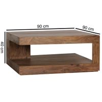 Massiver Couchtisch PATAN 90 x 90 cm Wohnzimmertisch Holz Tisch Massiv Ablage – Ansicht 2