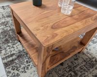 FineBuy Couchtisch Massivholz 60x60 cm mit Ablage Quadratischer Wohnzimmertisch – Ansicht 4