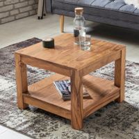 FineBuy Couchtisch Massivholz 60x60 cm mit Ablage Quadratischer Wohnzimmertisch – Ansicht 1