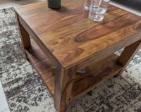 FineBuy Couchtisch Massivholz 60x60 cm mit Ablage Quadratischer Wohnzimmertisch – Ansicht 4