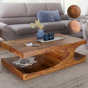 FineBuy Couchtisch Massiv-Holz 120 cm breit Wohnzimmer-Tisch Design braun Landhaus-Stil Beistelltisch Farbe wählbar