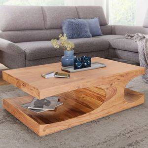 FineBuy Couchtisch Massiv-Holz 120 cm breit Wohnzimmer-Tisch Design braun Landhaus-Stil Beistelltisch Farbe wählbar 6230