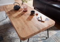 FineBuy Couchtisch Massivholz 115 cm Hairpin Beinen Wohnzimmertisch Industrial – Ansicht 4