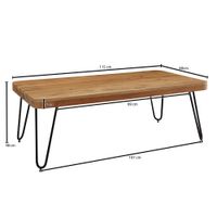 FineBuy Couchtisch Massivholz 115 cm Hairpin Beinen Wohnzimmertisch Industrial – Ansicht 3