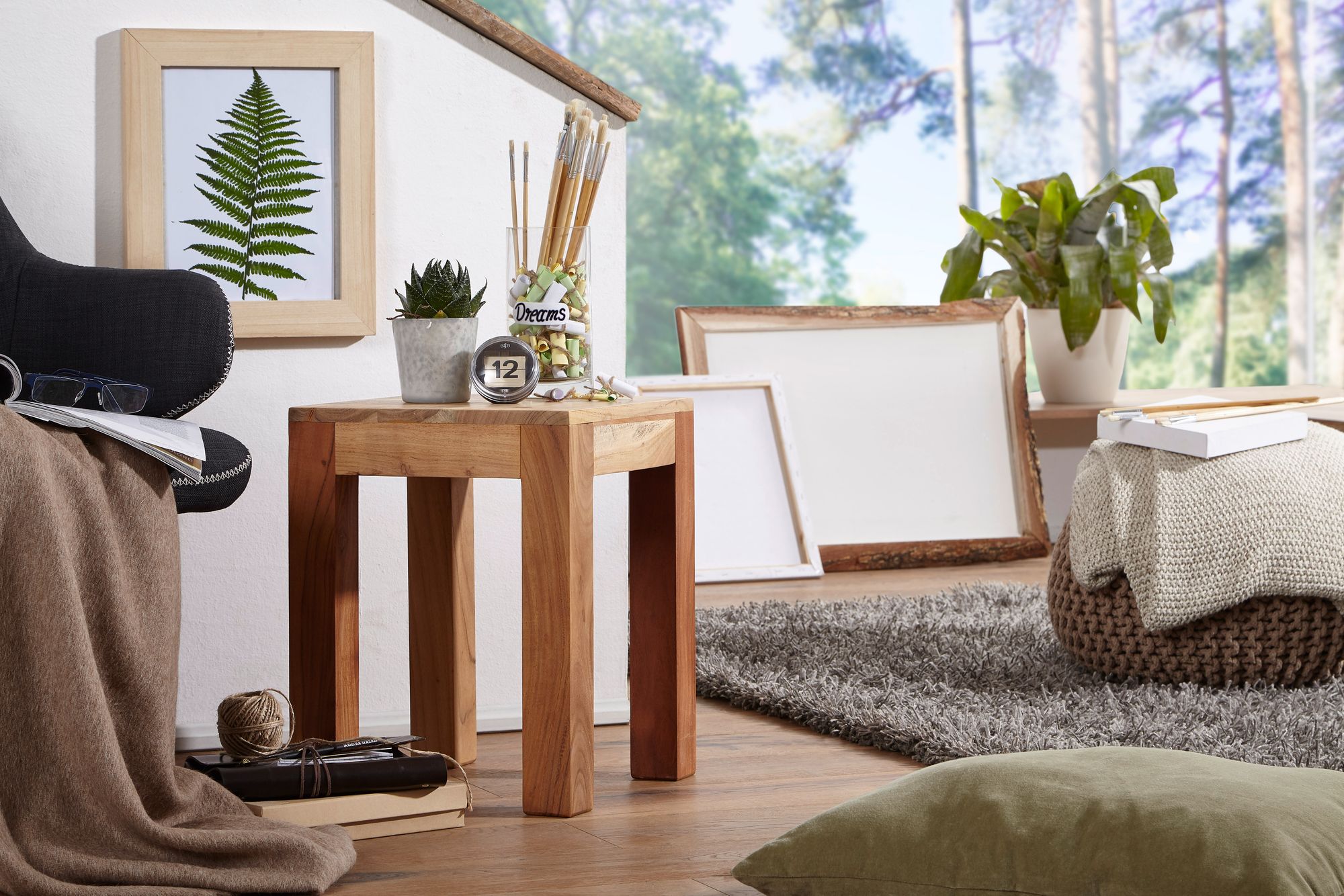 FineBuy Beistelltisch Massiv-Holz 35 x 35 cm Wohnzimmer-Tisch Design braun Landhaus-Stil Couchtisch Farbe wählbar | Farbe: Braun FineBuy Beistelltisch Massiv-Holz 35 x 35 cm Wohnzimmer-Tisch Design braun Landhaus-Stil Couchtisch Farbe wählbar | Farbe: Braun