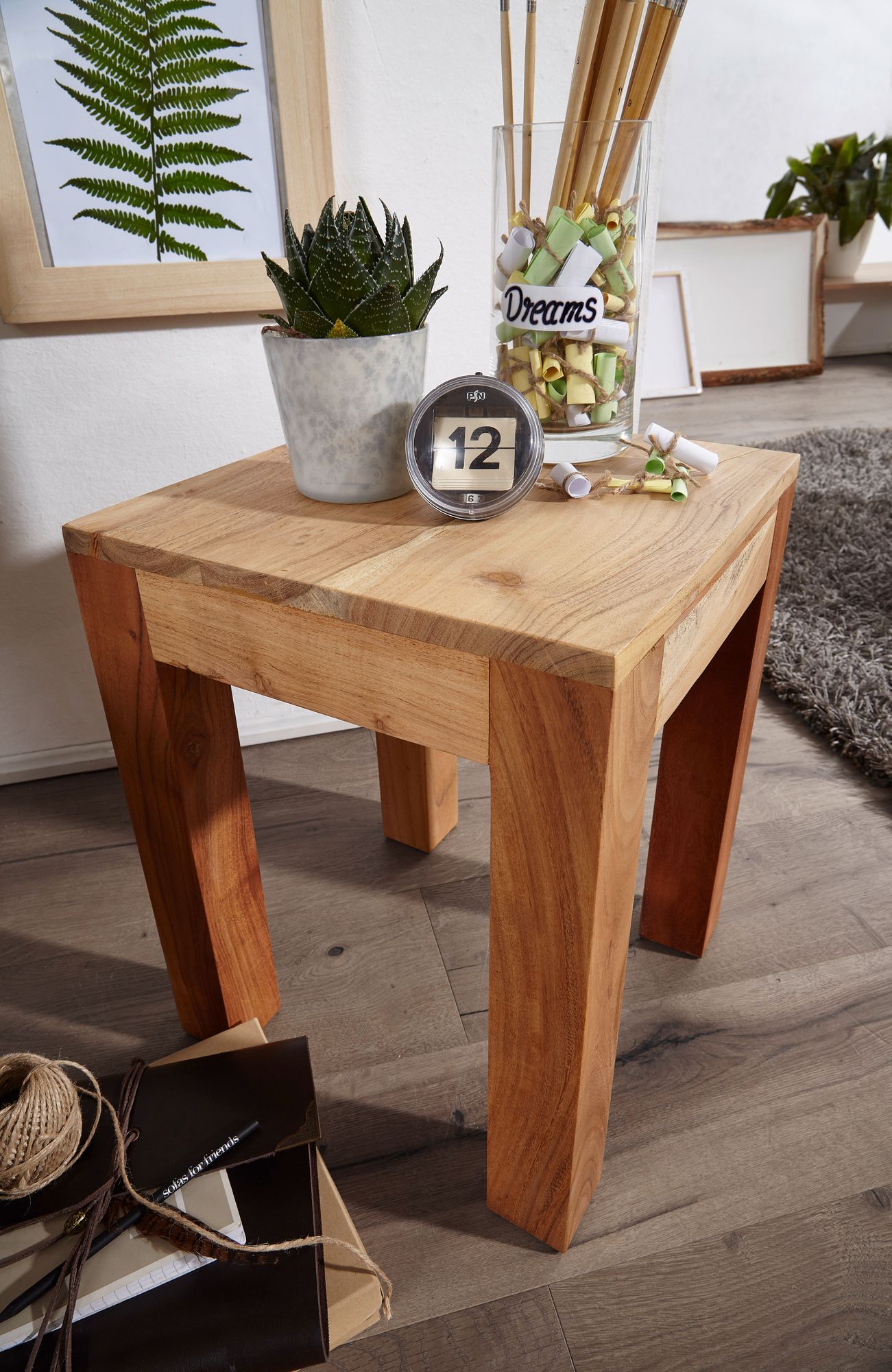 FineBuy Beistelltisch Massiv-Holz 35 x 35 cm Wohnzimmer-Tisch Design braun Landhaus-Stil Couchtisch Farbe wählbar | Farbe: Braun FineBuy Beistelltisch Massiv-Holz 35 x 35 cm Wohnzimmer-Tisch Design braun Landhaus-Stil Couchtisch Farbe wählbar | Farbe: Braun