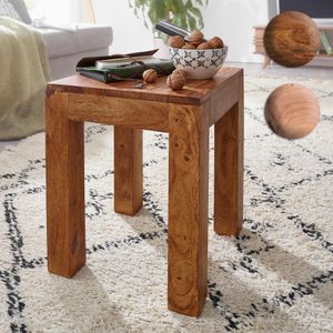 FineBuy Beistelltisch Massiv-Holz 35 x 35 cm Wohnzimmer-Tisch Design braun Landhaus-Stil Couchtisch Farbe wählbar