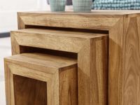 FineBuy 3er Set Satztisch Massivholz Wohnzimmertisch Landhausstil Beistelltisch – Ansicht 3