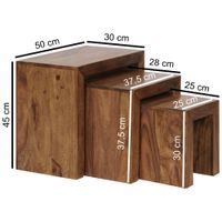 FineBuy 3er Set Satztisch Massivholz Wohnzimmertisch Landhausstil Beistelltisch – Ansicht 2