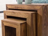 FineBuy 3er Set Satztisch Massivholz Wohnzimmertisch Landhausstil Beistelltisch – Ansicht 3