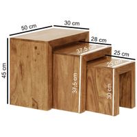 FineBuy 3er Set Satztisch Massivholz Wohnzimmertisch Landhausstil Beistelltisch – Ansicht 2