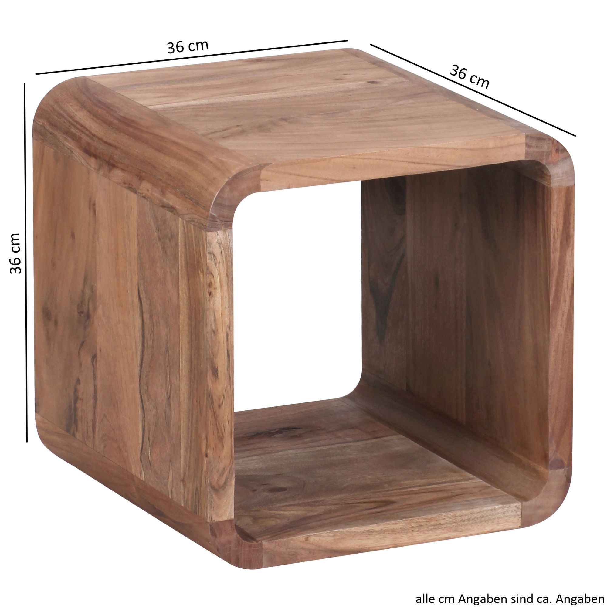 FineBuy 2er Set Satztisch Massivholz Design Couchtisch Akazie 2 Tische, Würfelregal-Set Braun, Wohnzimmertisch Massiv, Beistelltische Holz Landhaus Stil, Holztisch Wohnzimmer | | Farbe: Braun