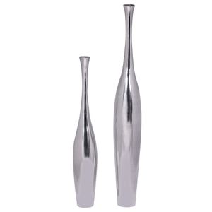 FineBuy Deko-Vase Design Aluminium-Dekoration Wohndeko modern Blumenvase Farbe silber Tischdeko Designvase Tischvase 6244