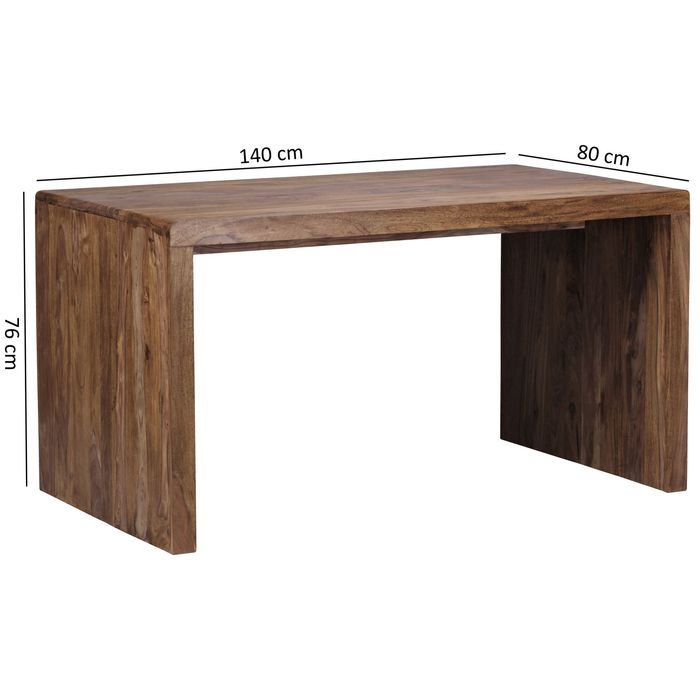 Schreibtisch FineBuy Holz Massiv Sheesham Büro Arbeitszimmer Tisch Holztisch – Maßzeichnung