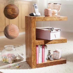 FineBuy Beistelltisch Massivholz E Cube 60cm hoch Wohnzimmer-Tisch Design braun Landhaus Couchtisch Farbe wählbar 6254