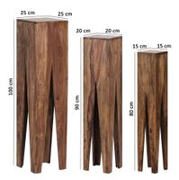 Satztisch FineBuy Massivholz Blumentisch 3er Set Säulentisch Dekosäule Eckig – Ansicht 2