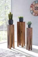 Satztisch FineBuy Massivholz Blumentisch 3er Set Säulentisch Dekosäule Eckig – Ansicht 3