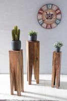 Satztisch FineBuy Massivholz Blumentisch 3er Set Säulentisch Dekosäule Eckig – Ansicht 4