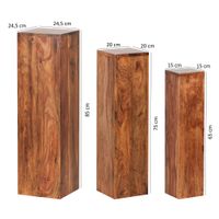 Satztisch FineBuy Massivholz Blumentisch 3er Set Säulentisch Dekosäule Eckig – Ansicht 3