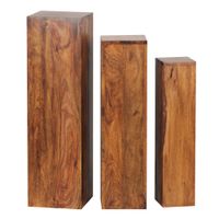 Satztisch FineBuy Massivholz Blumentisch 3er Set Säulentisch Dekosäule Eckig – Ansicht 6