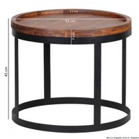 Couchtisch 2er Set Massivholz Wohnzimmertisch Industrial Design Metallgestell – Ansicht 3