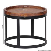 Couchtisch 2er Set Massivholz Wohnzimmertisch Industrial Design Metallgestell – Ansicht 2