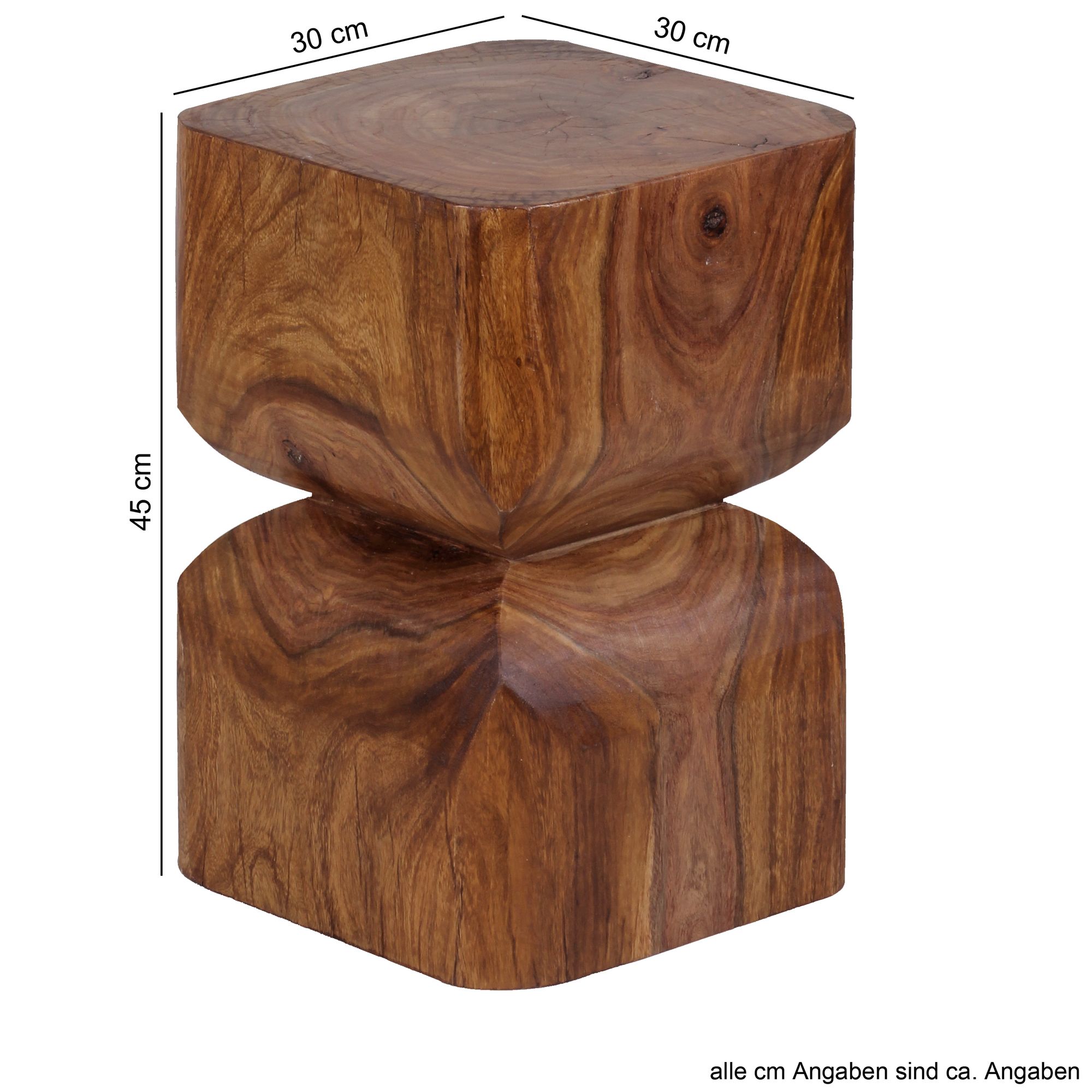 FineBuy Beistelltisch FB43540 Sheesham Vollholz 30x45x30cm Rustikaler Deko-Tisch, Blumentisch Holztisch Klein, Sofa Anstelltisch Braun| Kleiner Echtholz Tisch, Ablagetisch Wohnzimmertischchen | Farbe: Braun