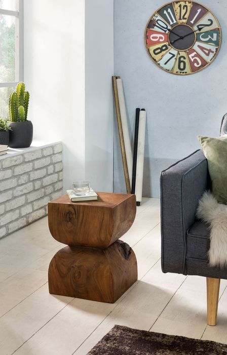 FineBuy Beistelltisch FB43540 Sheesham Vollholz 30x45x30cm Rustikaler Deko-Tisch, Blumentisch Holztisch Klein, Sofa Anstelltisch Braun| Kleiner Echtholz Tisch, Ablagetisch Wohnzimmertischchen 4250950234475