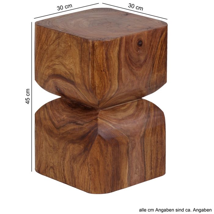 FineBuy Beistelltisch Braun Holztisch Rustikaler Deko-Tisch Anstelltisch Klein – Maßzeichnung