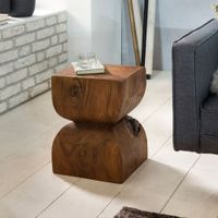 FineBuy Beistelltisch Braun Holztisch Rustikaler Deko-Tisch Anstelltisch Klein – Ansicht 1