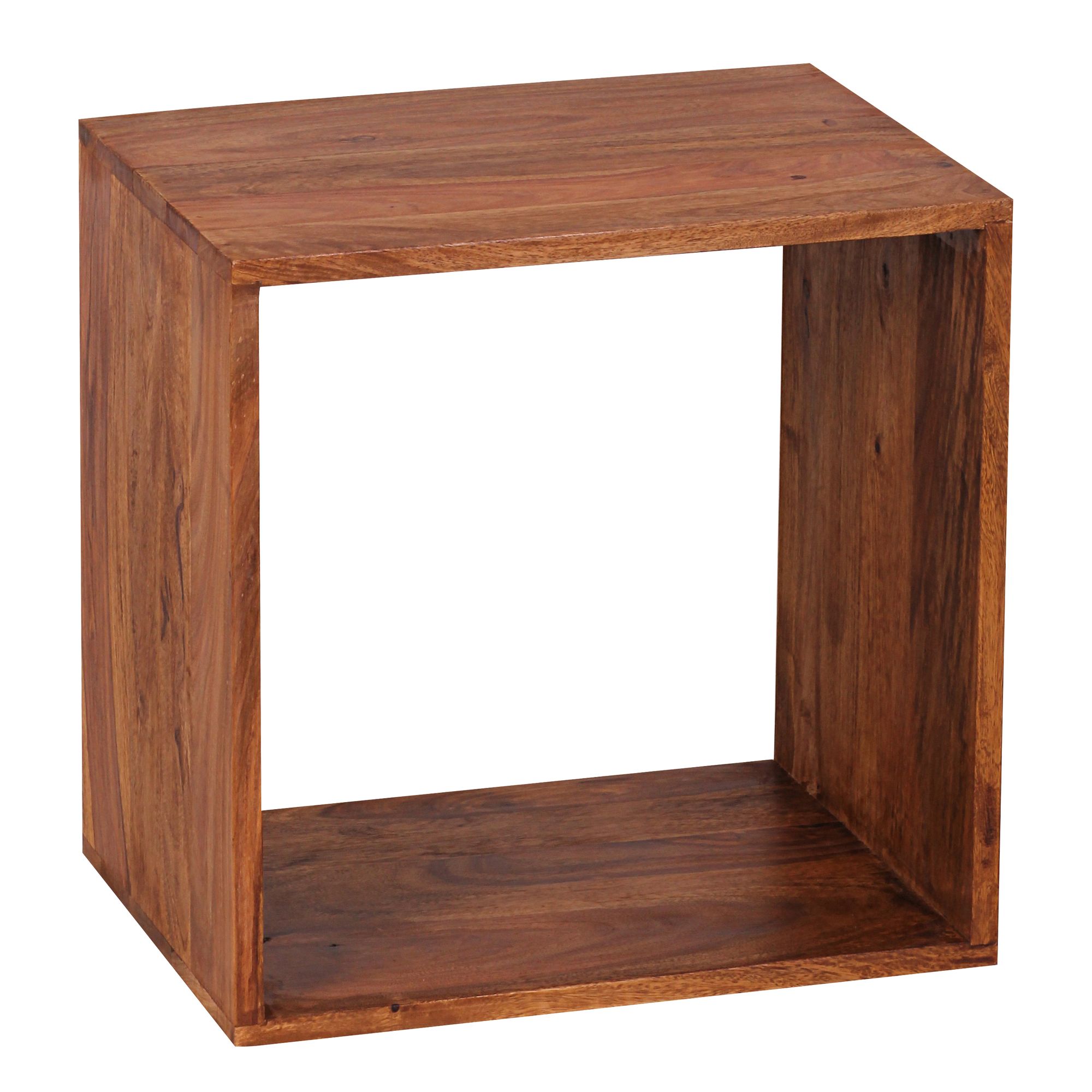 FineBuy Standregal Massivholz 43,5 cm Cube Regal Holzregal Naturprodukt Beistelltisch Landhausstil | Farbe: Braun