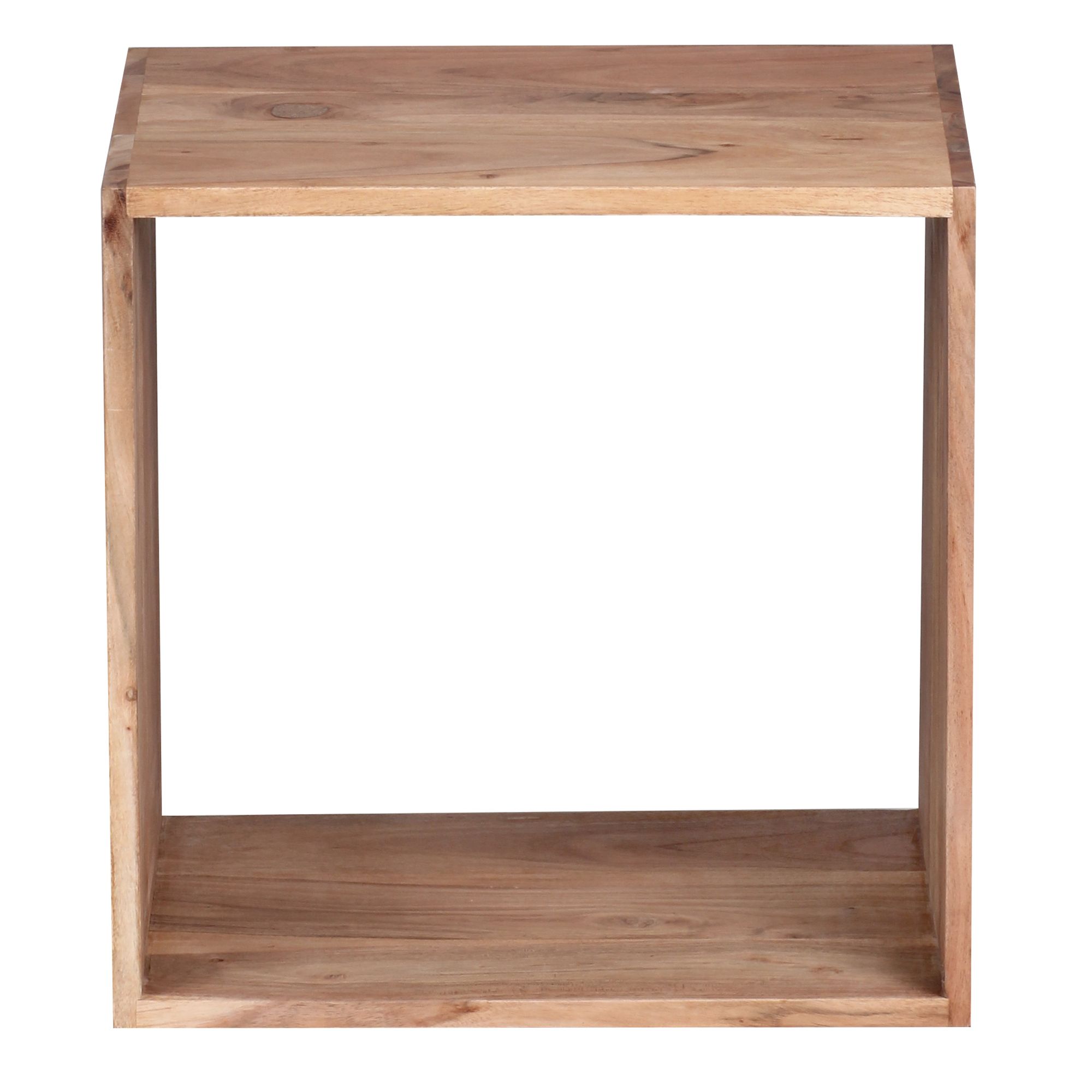 FineBuy Standregal Massivholz 43,5 cm Cube Regal Holzregal Naturprodukt Beistelltisch Landhausstil | Farbe: Braun