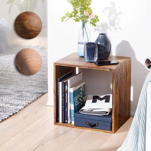SV43542 FineBuy Standregal Massivholz 43,5 cm Cube Regal Holzregal Naturprodukt Beistelltisch Landhausstil