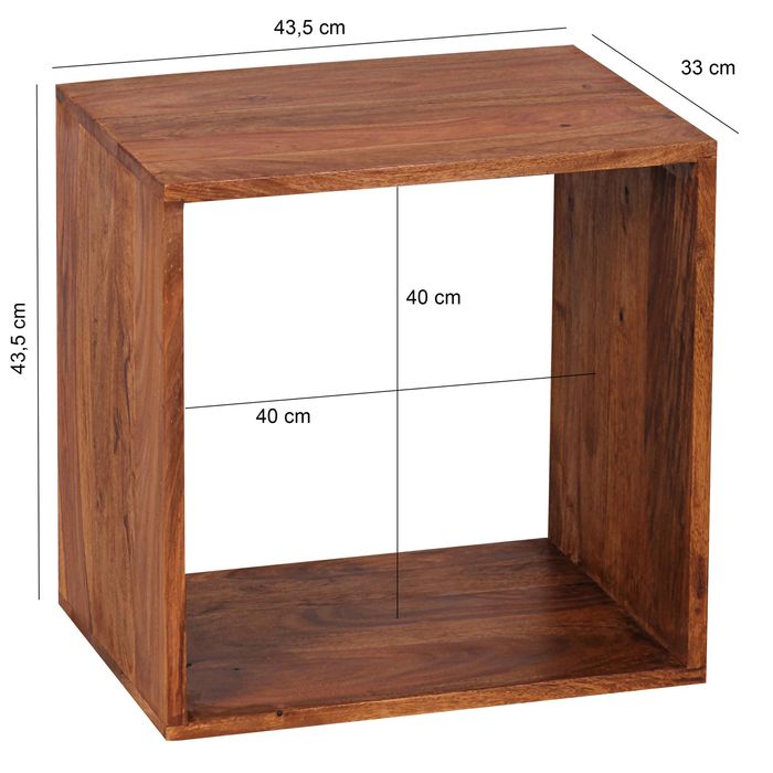 Cube Massivholz Regal Beistelltisch Tisch Holzcube Würfelregal Couchtisch – Maßzeichnung
