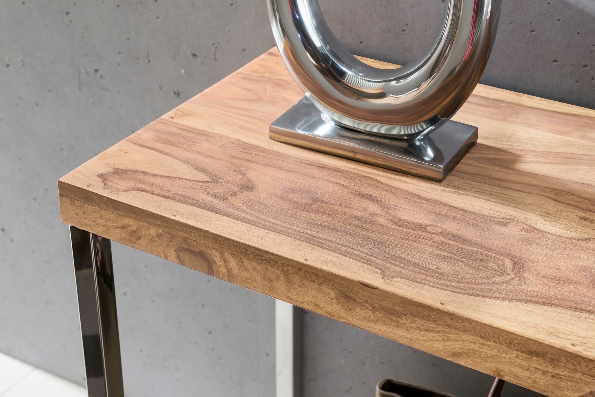 FineBuy Konsolentisch Massivholz Konsole mit Metallbeinen Schreibtisch 120 x 45 cm Landhaus-Stil Sideboard Modern Massiv dunkel-braun Echt-holz Natur | Farbe: Braun FineBuy Konsolentisch Massivholz Konsole mit Metallbeinen Schreibtisch 120 x 45 cm Landhaus-Stil Sideboard Modern Massiv dunkel-braun Echt-holz Natur | Farbe: Braun