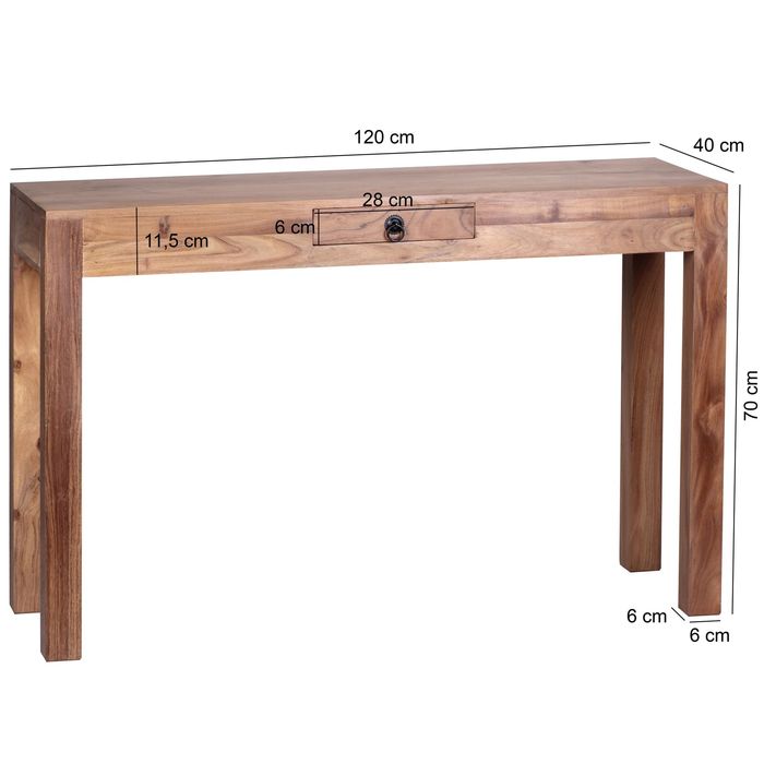 Konsolentisch Holz Massiv Wandtisch Konsole Anrichte 1 Schublade Schreibtisch – Maßzeichnung