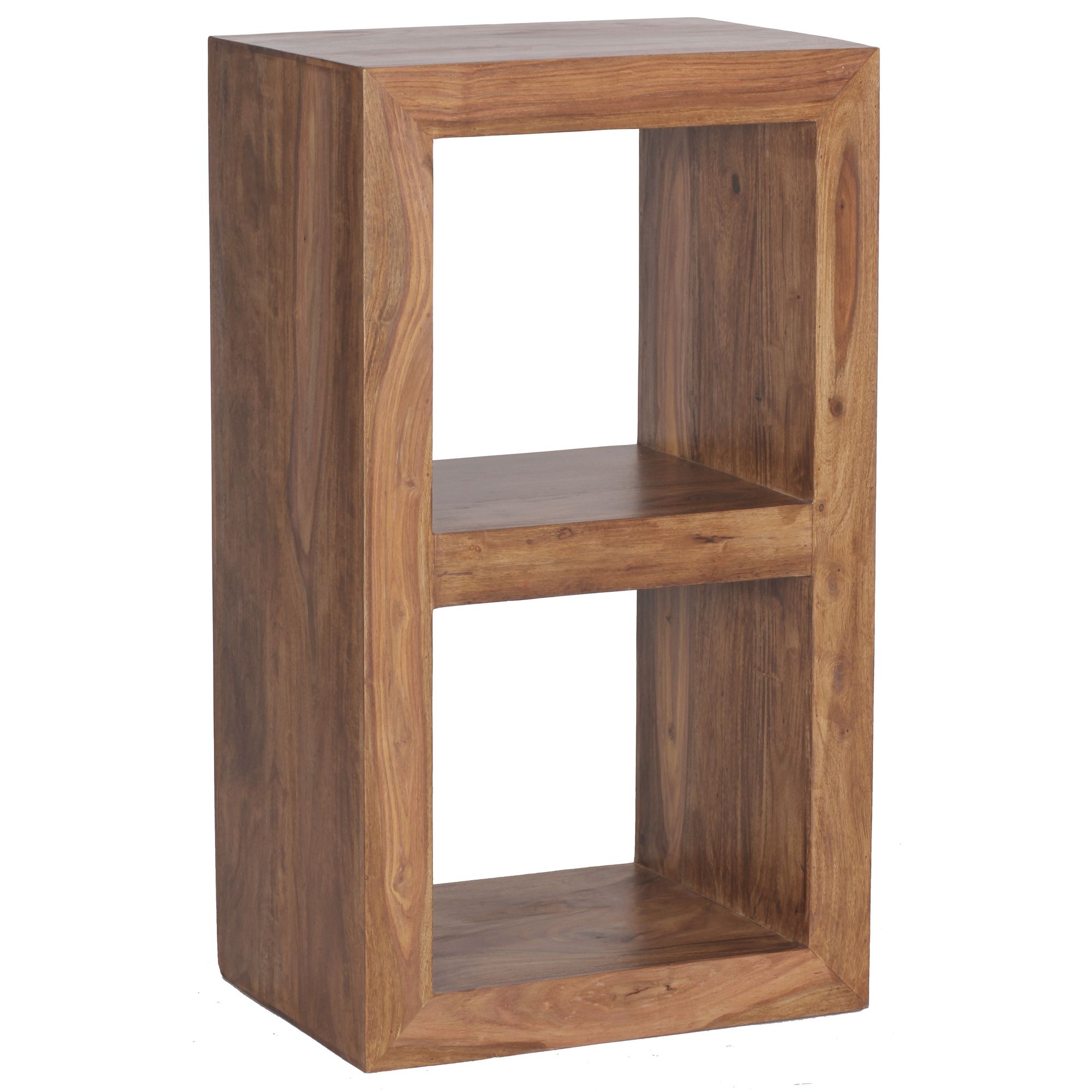 FineBuy Standregal Massivholz 88cm hoch 2 Böden Design Holzregal Naturprodukt Beistelltisch Landhaus Farbe wählbar | Farbe: Braun