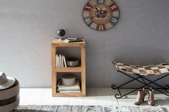 FineBuy Standregal Massivholz 88cm Holzregal Naturprodukt Beistelltisch Landhaus – Maßzeichnung