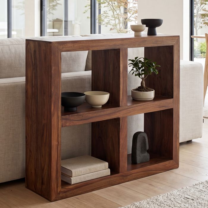 FineBuy Standregal Massivholz 82cm Holzregal Naturprodukt Beistelltisch Landhaus