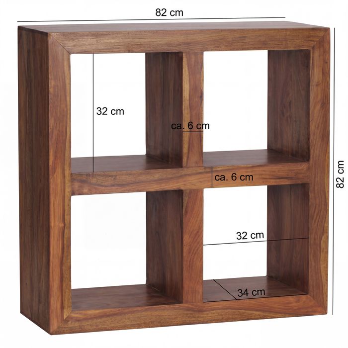 FineBuy Standregal Massivholz 82cm Holzregal Naturprodukt Beistelltisch Landhaus – Maßzeichnung