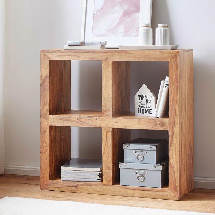 FineBuy Standregal Massivholz 82cm Holzregal Naturprodukt Beistelltisch Landhaus
