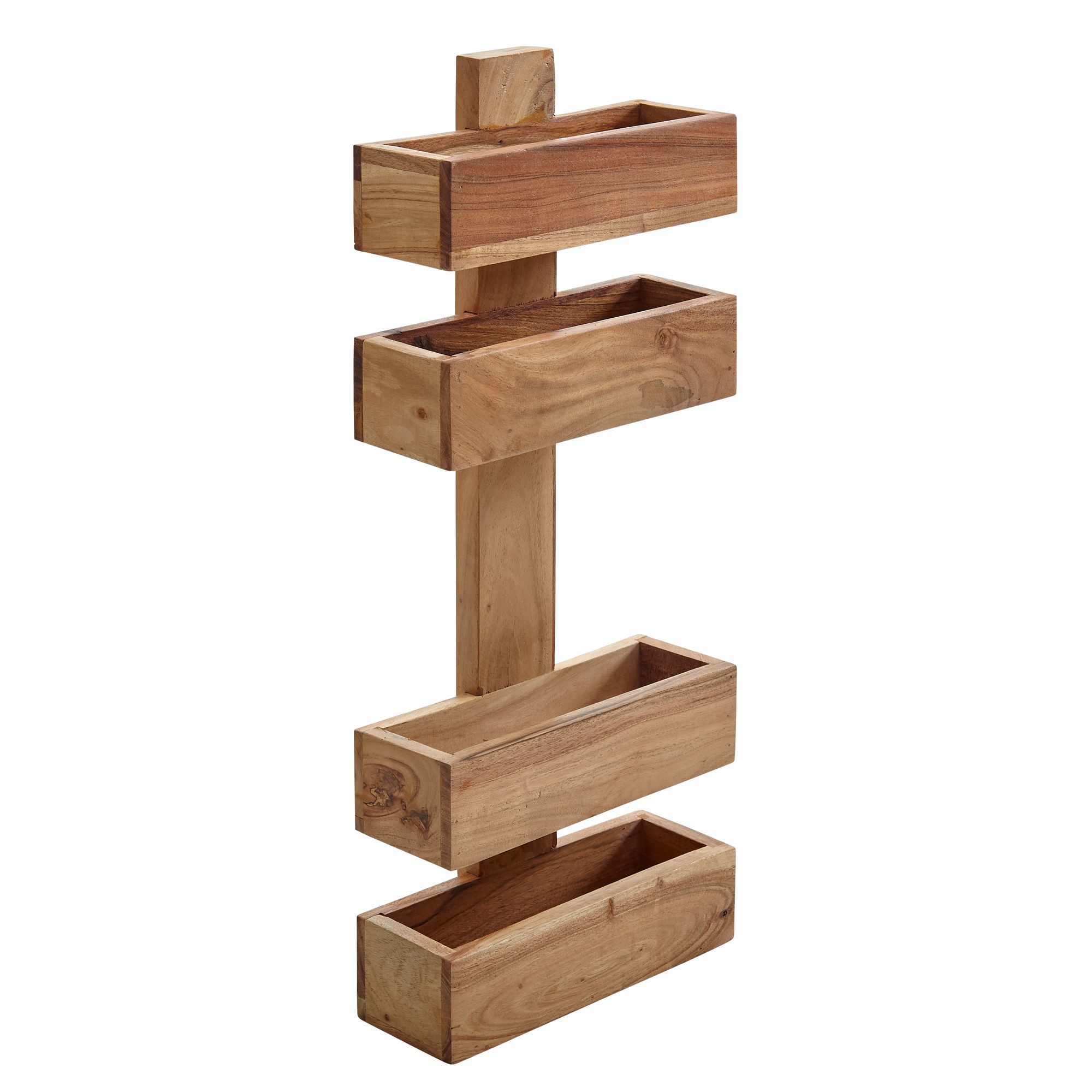 FineBuy Zeitungsständer Massivholz 2 Ablagefächer Zeitschriftenständer Prospekthalter Landhausstil Material wählbar | Farbe: Braun