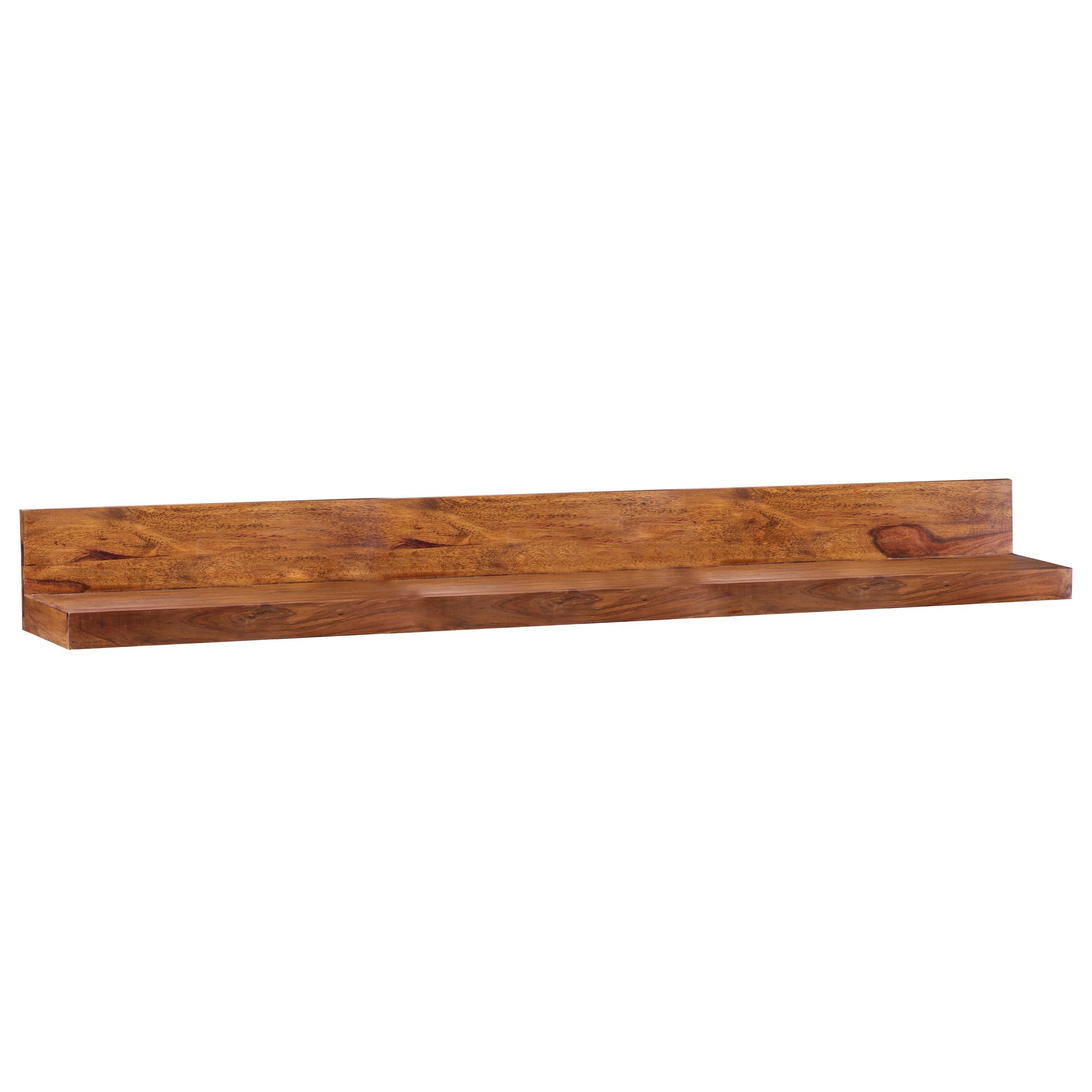 FineBuy Wandregal Massivholz Sheesham Holzregal Landhausstil Hängeregal Wandboard Naturprodukt Regal Größe wählbar | Farbe: Braun