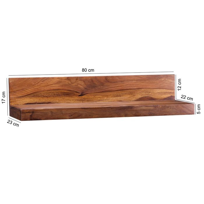 FineBuy Wandregal Massivholz Regal Landhausstil Holzregal Wandboard – Maßzeichnung