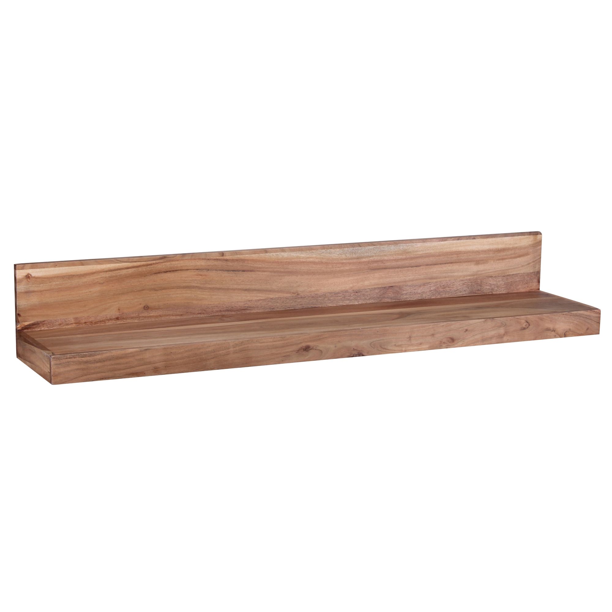 FineBuy Wandregal Massivholz Akazie Holzregal Landhausstil Hängeregal Wandboard Naturprodukt Regal Größe wählbar | Farbe: Braun