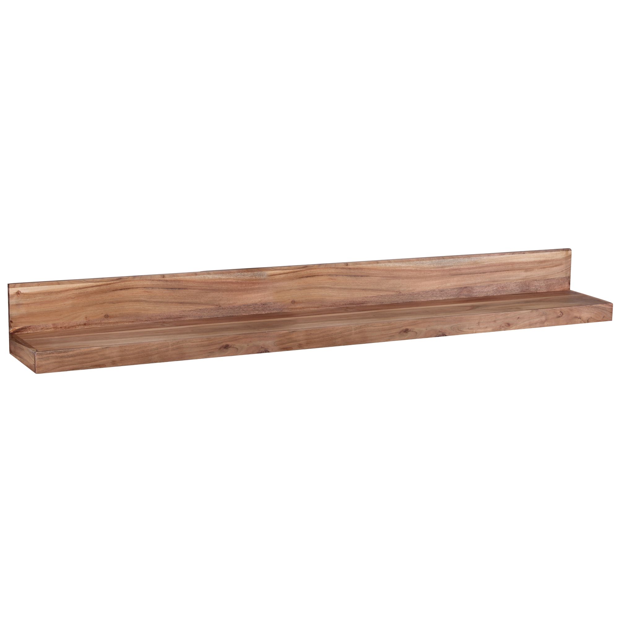 FineBuy Wandregal Massivholz Akazie Holzregal Landhausstil Hängeregal Wandboard Naturprodukt Regal Größe wählbar | Farbe: Braun
