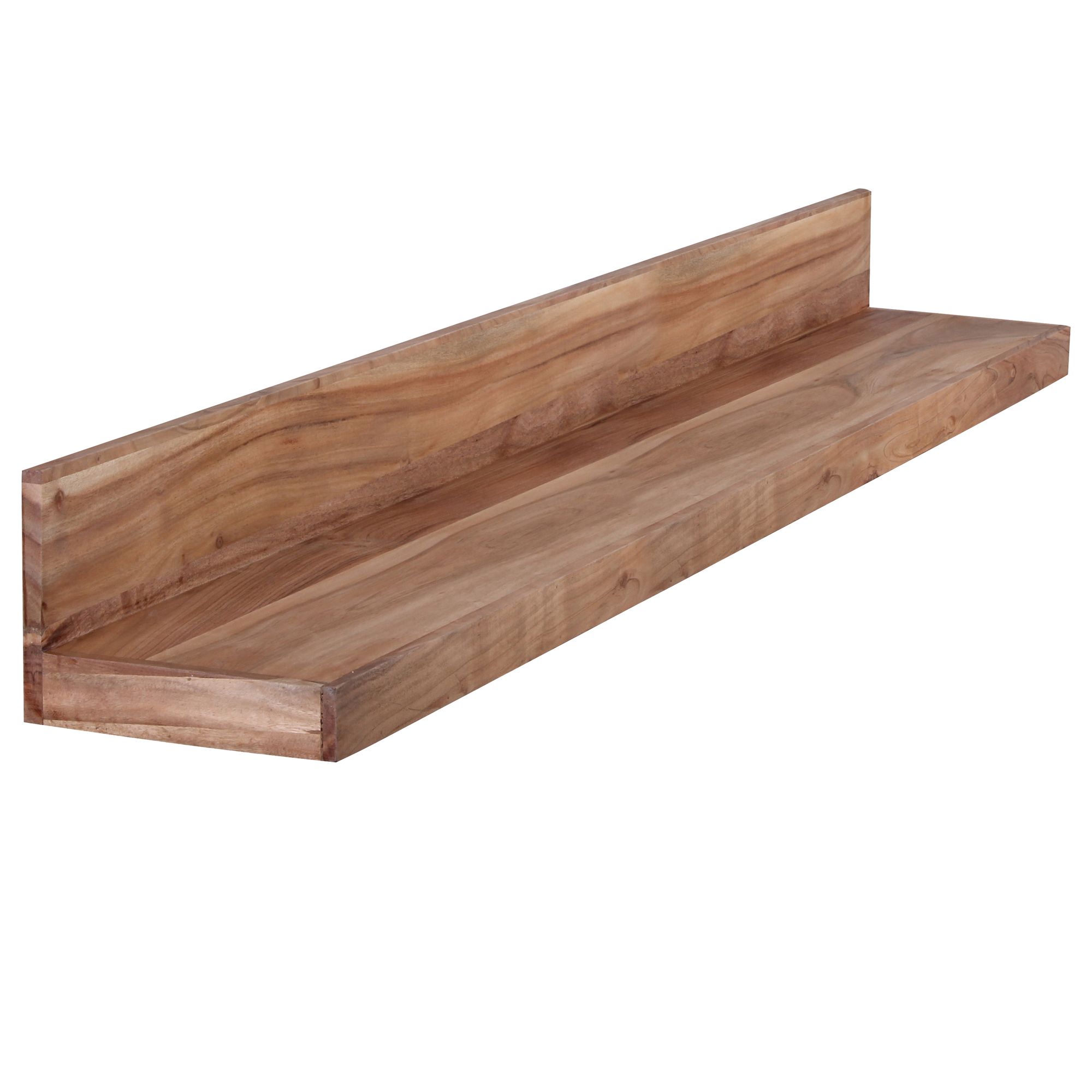 FineBuy Wandregal Massivholz Akazie Holzregal Landhausstil Hängeregal Wandboard Naturprodukt Regal Größe wählbar | Farbe: Braun